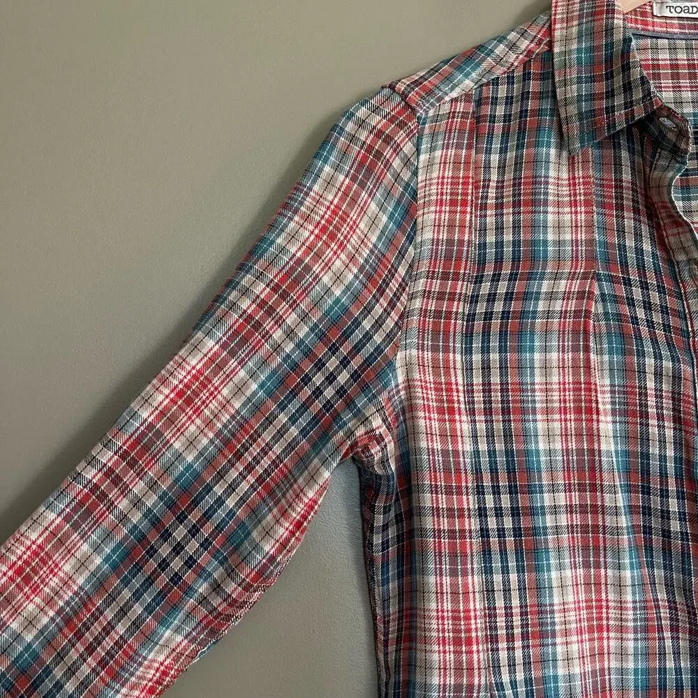 Toad & Co Mixo Plaid Tunic in Hydro Sz XS Organic Cotton Comfortable Casual Cozy